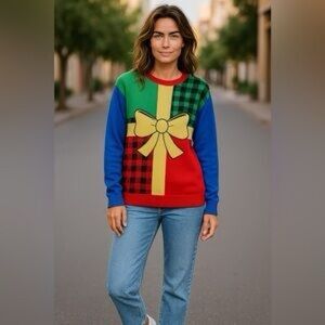 Jolly Sweaters Holiday Gift Bow Sweater – Size Small